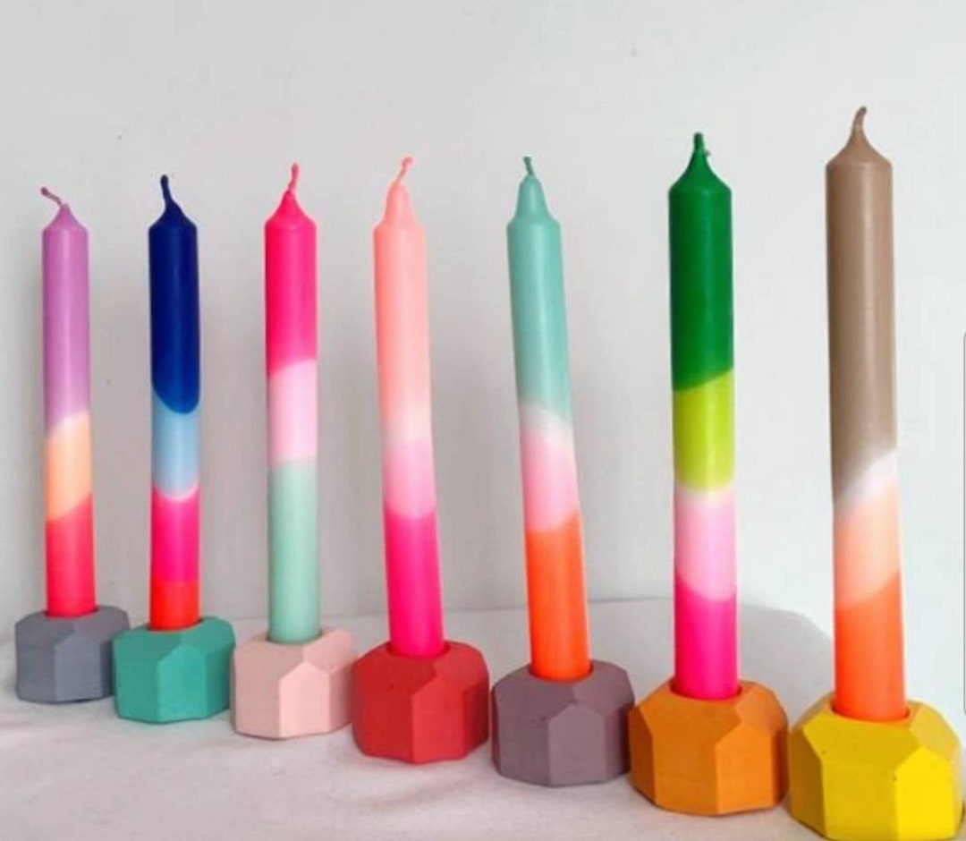 Modern Candlestick Holders UK Funky Colourful Decor Taper Jesmonite