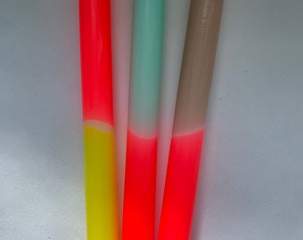 Dip Dye Neon Candles | Dorm Decor | Bright Taper Dinner Candles | Pastel Candles | Party Decor | Funky Candles | Funky Decor