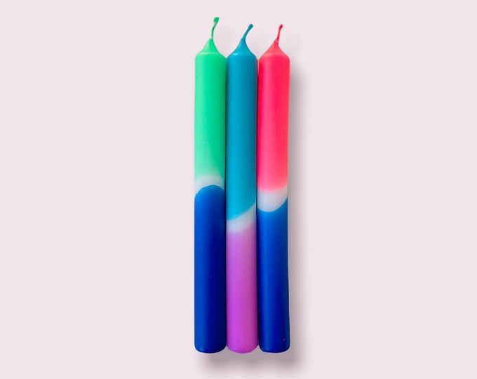 SECONDS *** Dip Dye Neon Candles | Colourful Bright Taper Dinner Candles | Pastel Candles | Party Decor | Funky Candles | Funky Decor