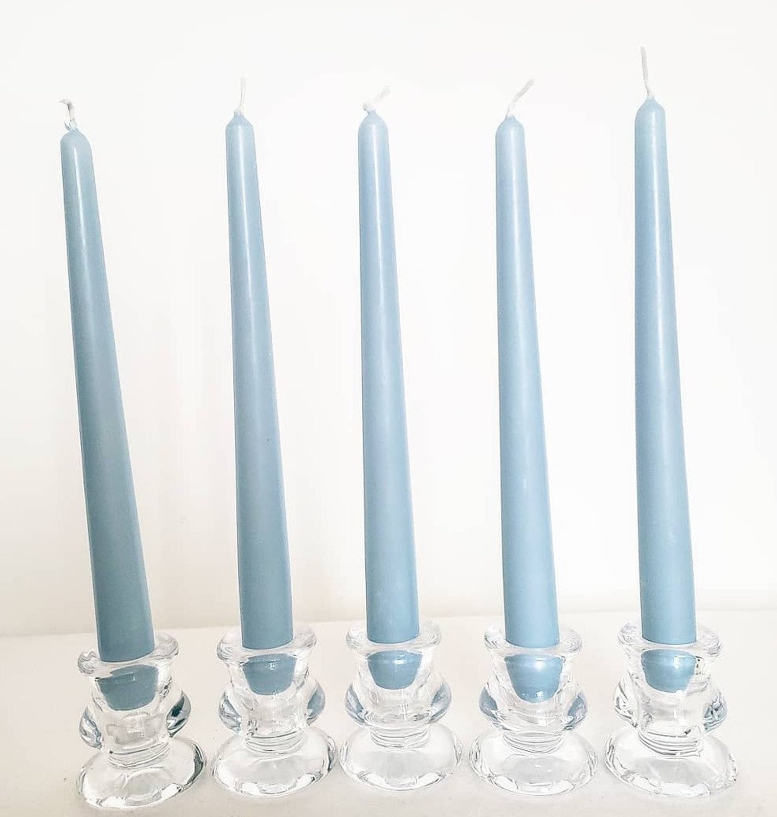X3 x4 x6 Dusty Blue Taper Candles Wedding Candles Light Etsy