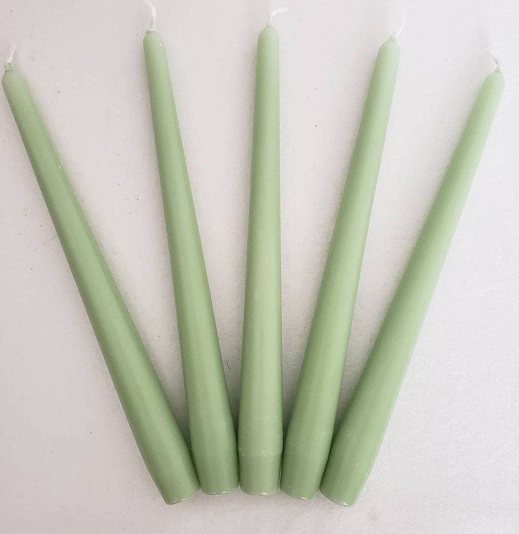X3 X4 X6 Mint Green Candles Taper Candles Pastel Green Etsy