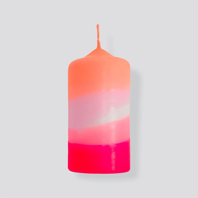 SECONDS Dip Dye Pastel Neon Candles Dorm Decor Pillar Candles Table Decor Funky Candles Funky Decor Colourful Vegan Candle Pink Flamingo