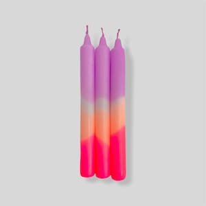 x3 bougies néon | Décoration de dortoir | Bougies effilées lumineuses | Bougies pour dîner | Bougies pastel | Décoration de fête | Bougies originales | Décoration originale |