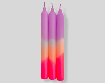 x3 Dip Dye Neon Candles | Dorm Decor | Bright Taper Candles | Dinner Candles | Pastel Candles | Party Decor | Funky Candles | Funky Decor |
