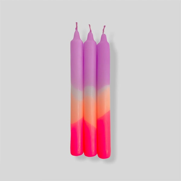 x3 Dip Dye Neon Kerzen | Wohnheim Dekor | Helle Stumpenkerzen | Kerzen | Pastell Kerzen | Party Dekor | Funky Kerzen | Funky Dekor |