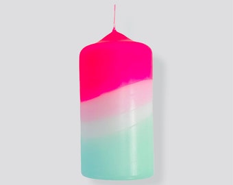 Dip Dye Pastel Neon Candles | Dorm Decor | Pillar Candles | Table Decor | Funky Candles | Funky Decor | Colourful Vegan Candle |