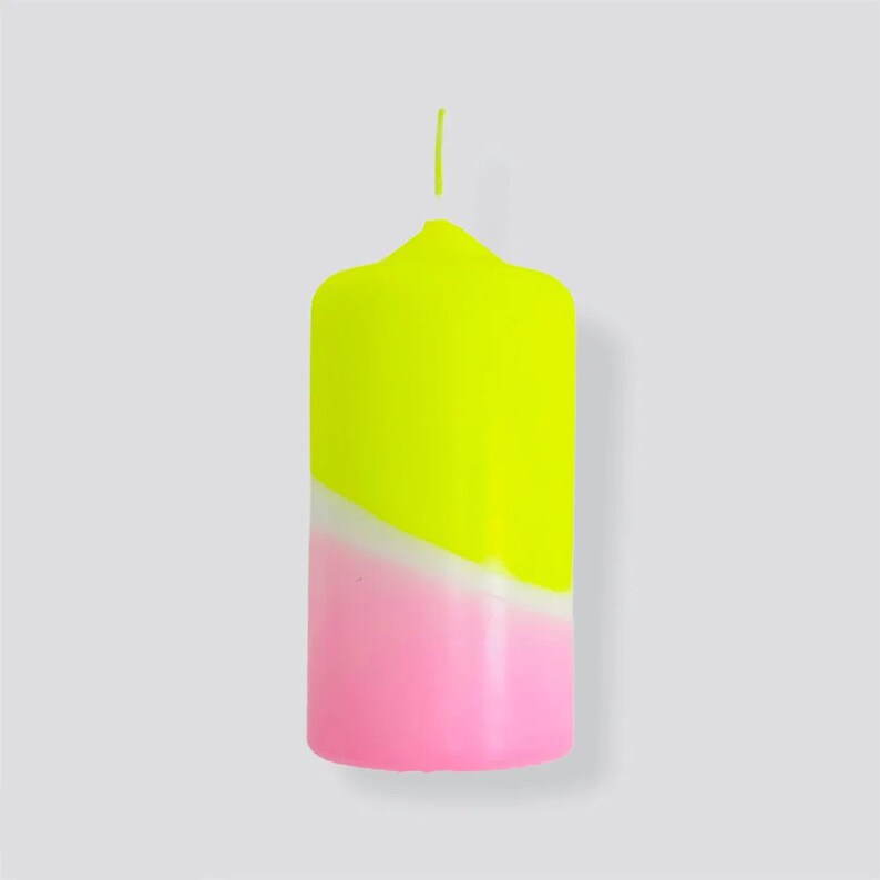 SECONDS Dip Dye Pastel Neon Candles Dorm Decor Pillar Candles Table Decor Funky Candles Funky Decor Colourful Vegan Candle Vanilla Sky