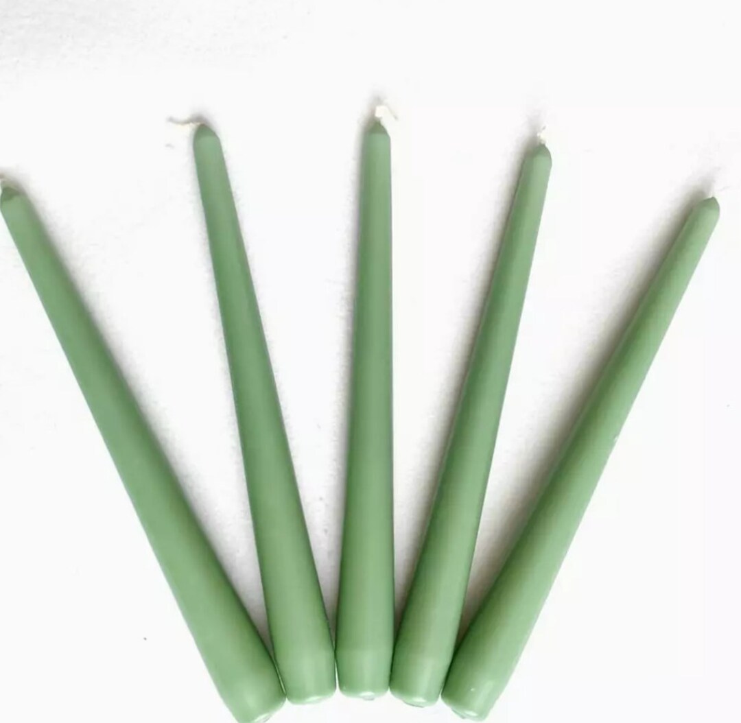 X6 Sage Green Candles Taper Candles Fall Decor Autumn Table Decor