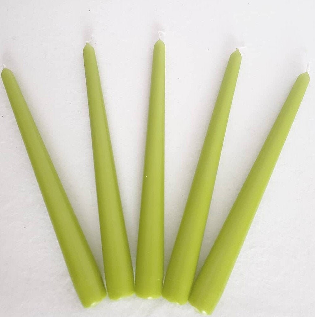 X3 x4 x6 Dark Lime Green Candles Green Taper Candles Etsy