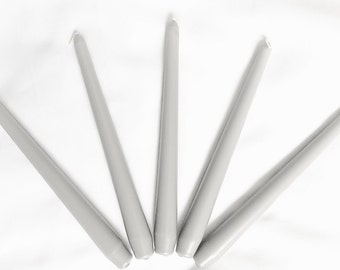 x6 *SECONDS* Grey Candles | Taper Candles | Candlesticks | Wedding Decor | Dinner Party | Outdoor Candles| Vegan Candles |Gift|