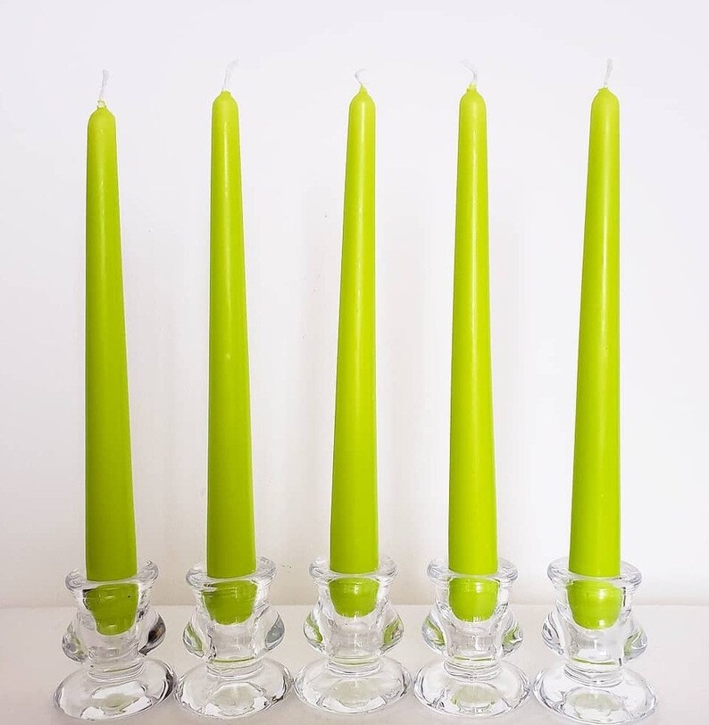 X3 X4 X6 Lime Green Candles Neon Green Taper Candles Etsy