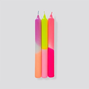 x3 Dip Dye Neon Candles | Summer Breeze| Dorm Decor | Bright Taper | Dinner Candles | Pastel| Party Decor | Funky Candles | Funky Decor |