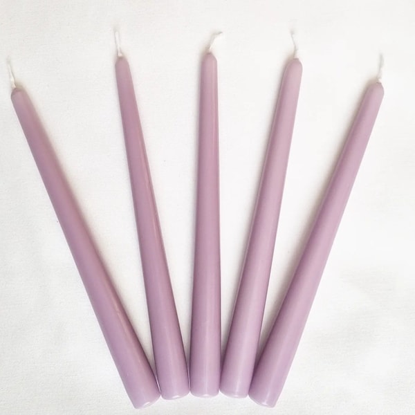 x3 x4 x6 Bougies Lilas Violet | Bougies coniques | Bougeoirs Pastels | Bougies végétaliennes vert violet clair | Décor Pastel | Décor violet |