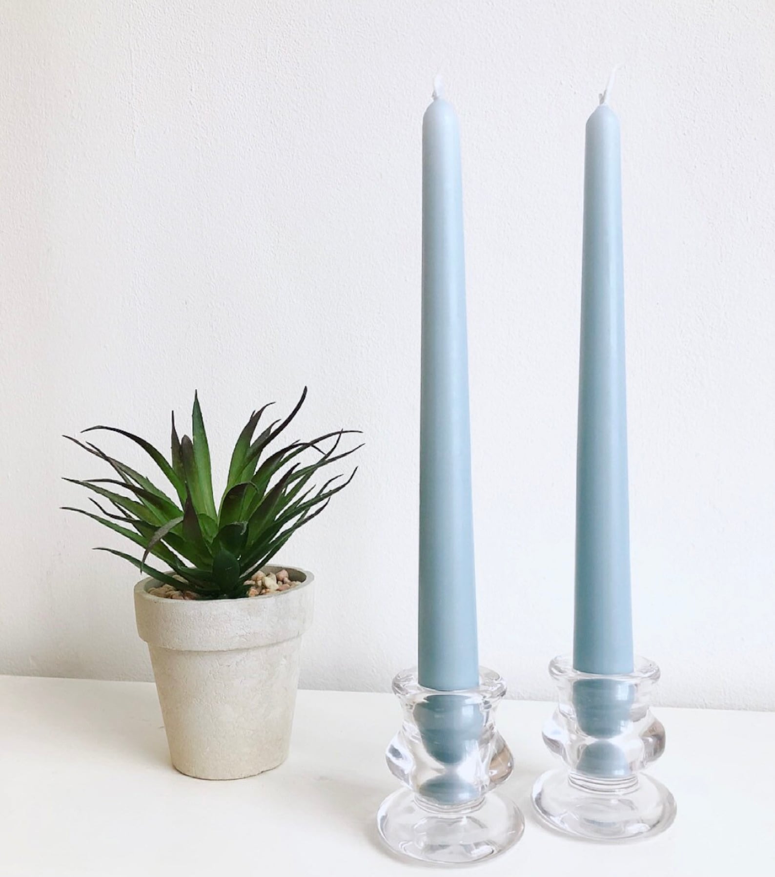 X3 x4 x6 Dusty Blue Taper Candles Wedding Candles Light Etsy