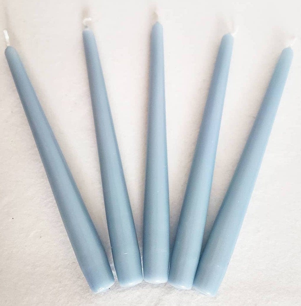 X3 x4 x6 Dusty Blue Taper Candles Wedding Candles Light Etsy