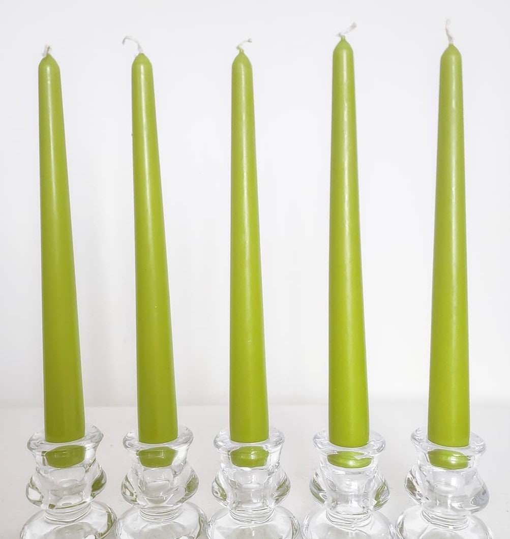 X3 x4 x6 Dark Lime Green Candles Green Taper Candles Etsy