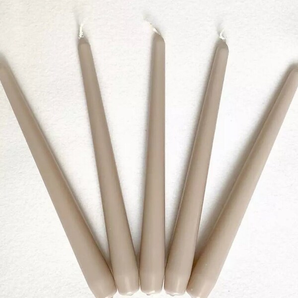 x3 x4 x6 Taupe Candles | Brown Beige Taper Candlesticks | Neutral Shades | Wedding Candles | Outdoor Candles | Dinner Vegan Candles |