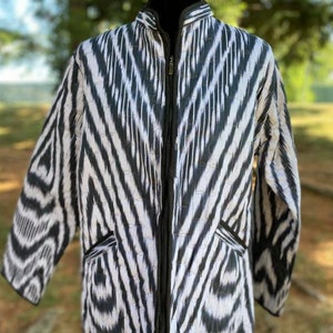 Warm Uzbek womens’ Handwoven Ikat Quilted Cardigans (cotton batted)