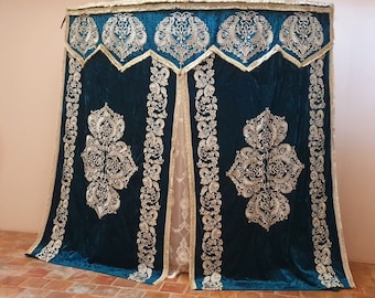 Luxury Curtain fully Gold embroidered with silk and gold | Bukhara style curtain Chimildiq