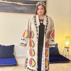 Customized Uzbek unisex embroidery coat with duppi|1 available