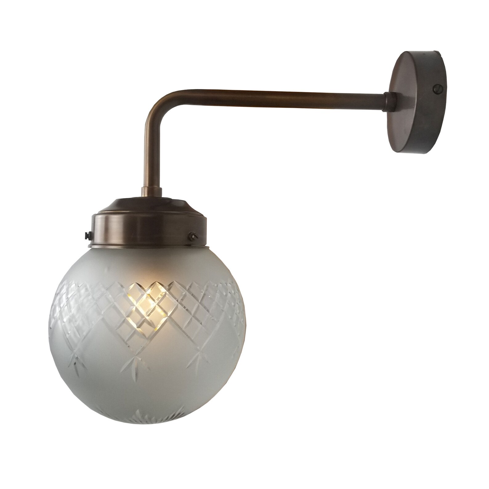 Brass Glass Globe Wall Light 150mm Etsy