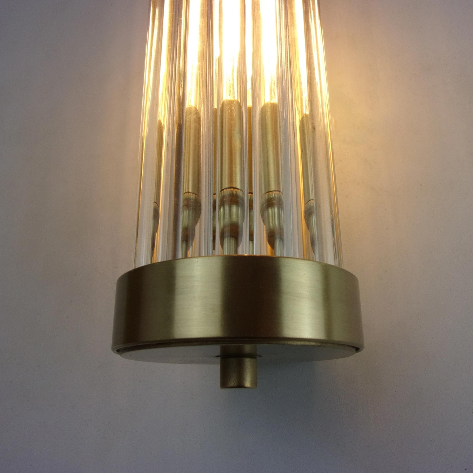 Brass Glass Rod Wall Light Etsy UK