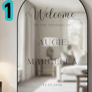 Custom Wedding Mirror Decal: Elegant Welcome Sign, Personalized Decor