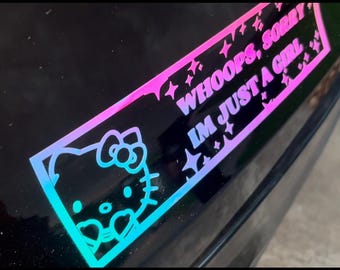 thumbnail image 2 of Hello Titty Bumper Sticker - Funny Cat Meme Decal, Japanese JDM Style, Made In USA 2 of 4
