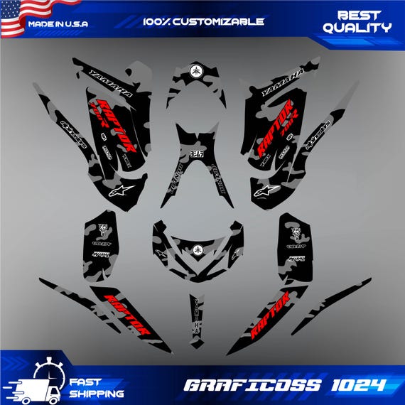 Kit Autocollants Yamaha Raptor 700 2013-2023 - Vinyle 12 Mil, Rouge, Personnalisable, Neuf