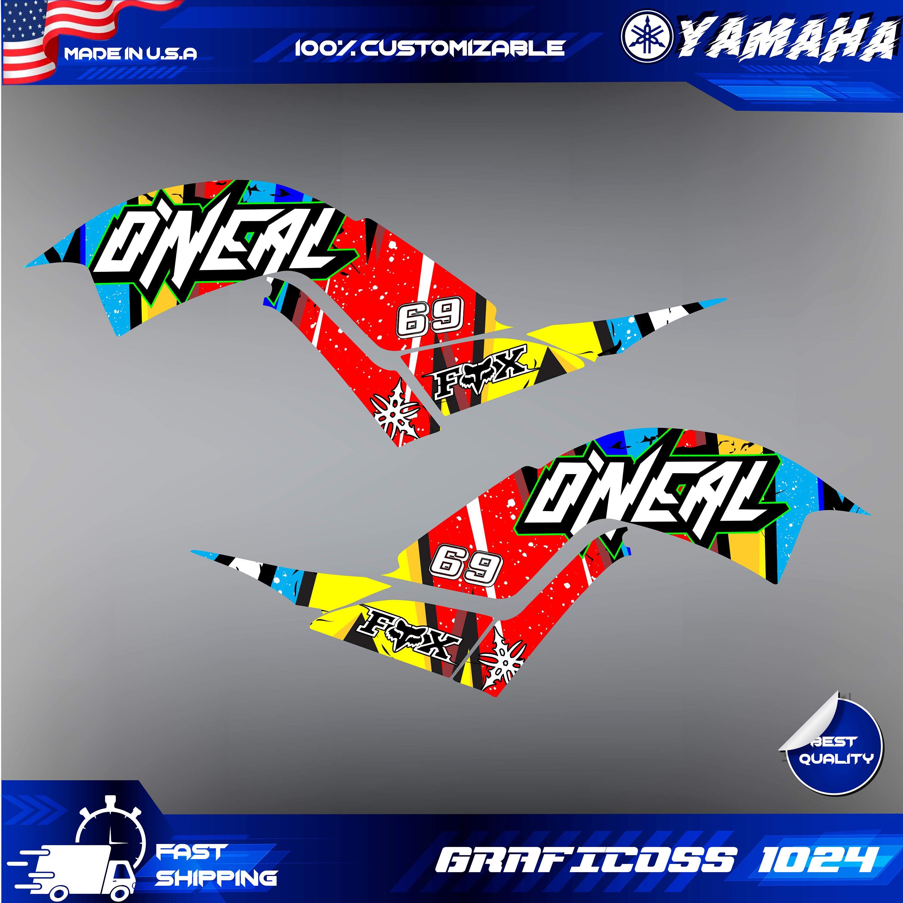 Kit Décalcomanies Personnalisables Pour Yamaha Raptor 700 (2013-2023) - Couleur Turquoise, Vinyle