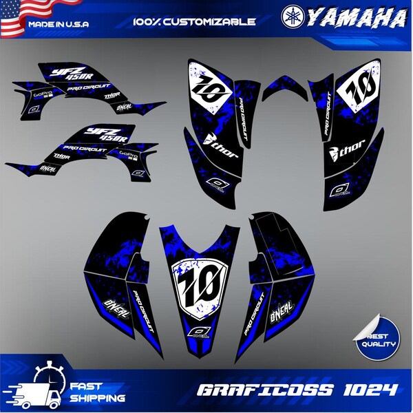 thumbnail image 2 of Motocross Team Graphics Kit – Yamaha YZF 250/450 – 2003-2005 – Black Gloss Decals 2 of 6