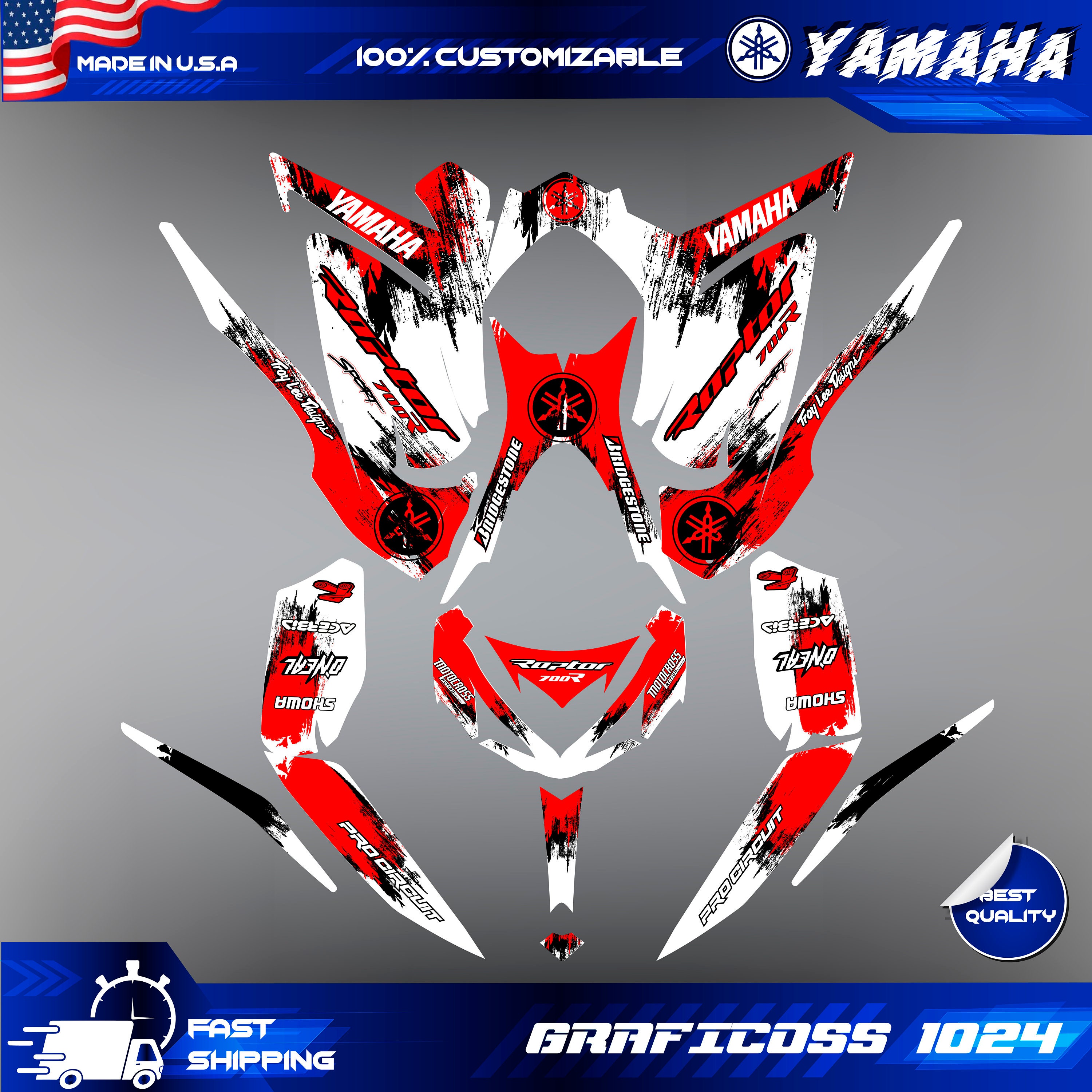 Yamaha RAPTOR 700 2013-2023 Full Graphics Kit Sport ATV