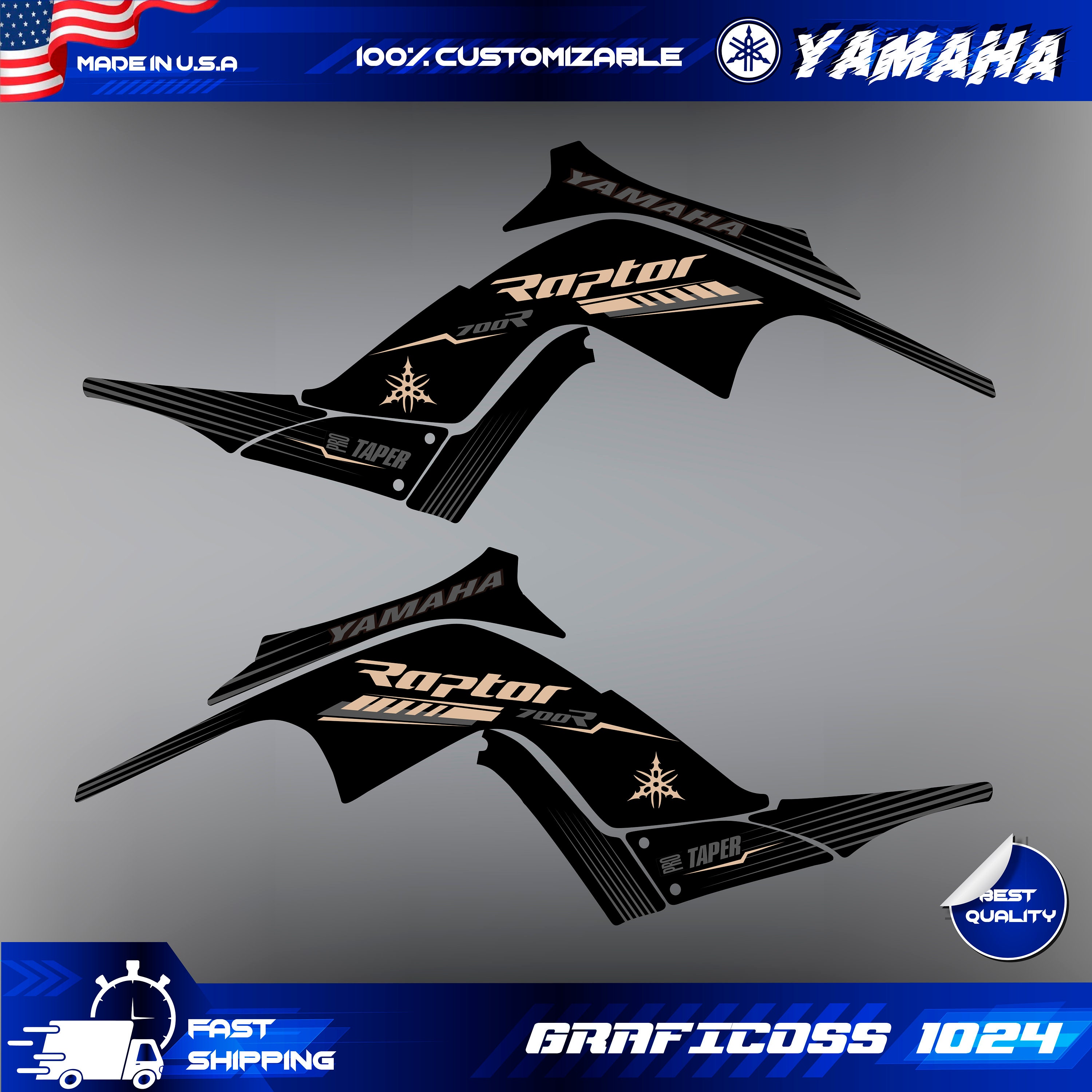 2012 Raptor Graphics Graphics Kit for YAMAHA RAPTOR 700 2006 2007 2008 2009 2010 2011 2012 ...