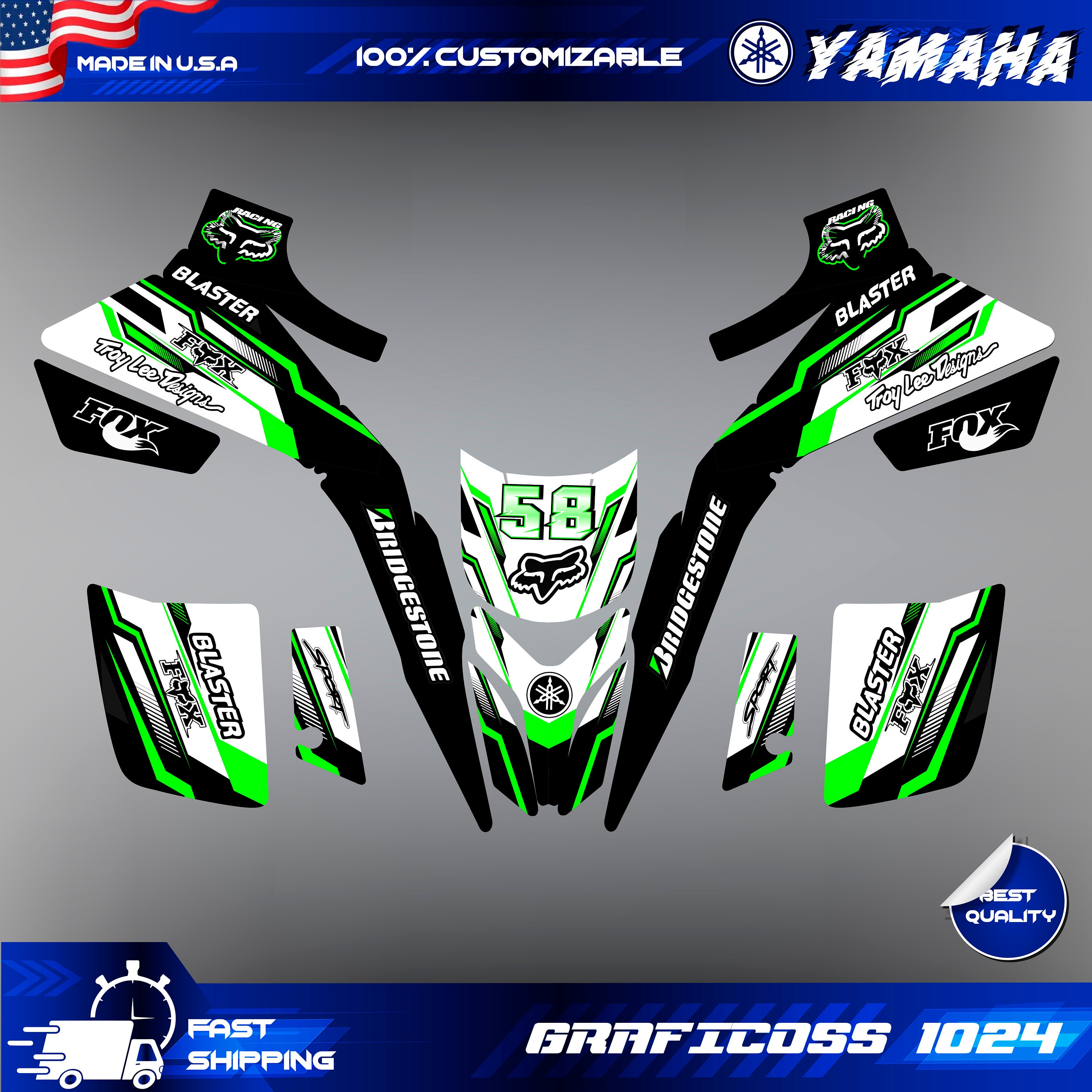 Blaster Graphics Kit Fits YAMAHA Blaster Yfs 200 Graphics Full ATV Graphic Kit Decals ...