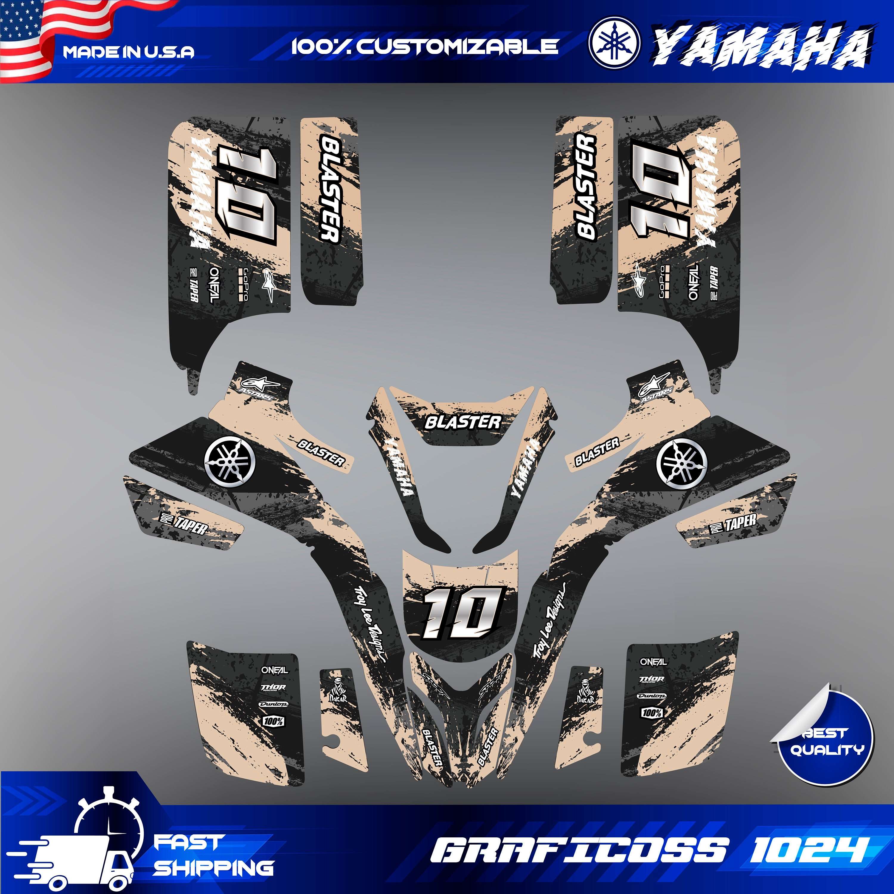 Yamaha Blaster Decals Stickers - 1991 Replica