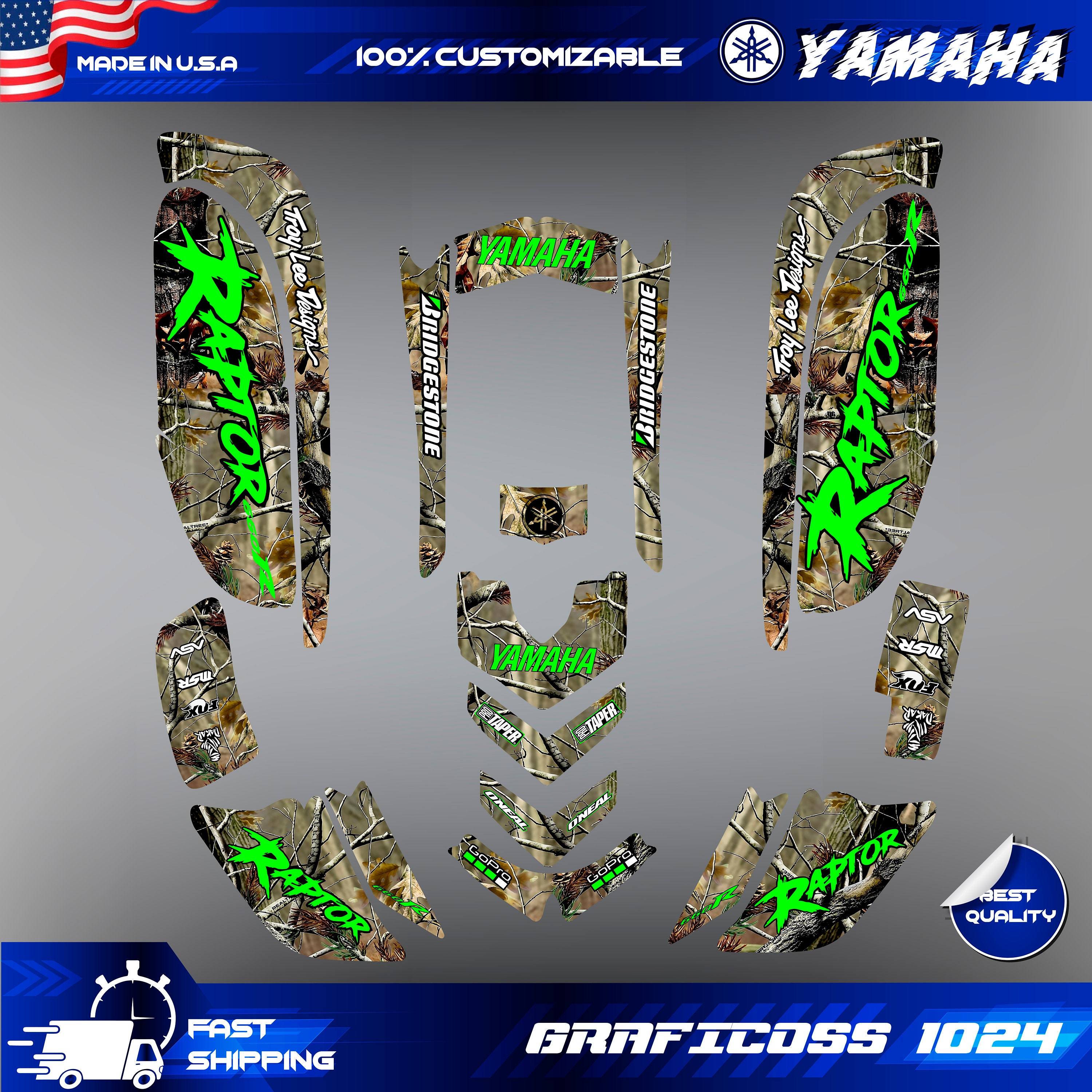 Yamaha Raptor 660 660RATV Full Graphics Kit | Yamaha ATV Decals ...