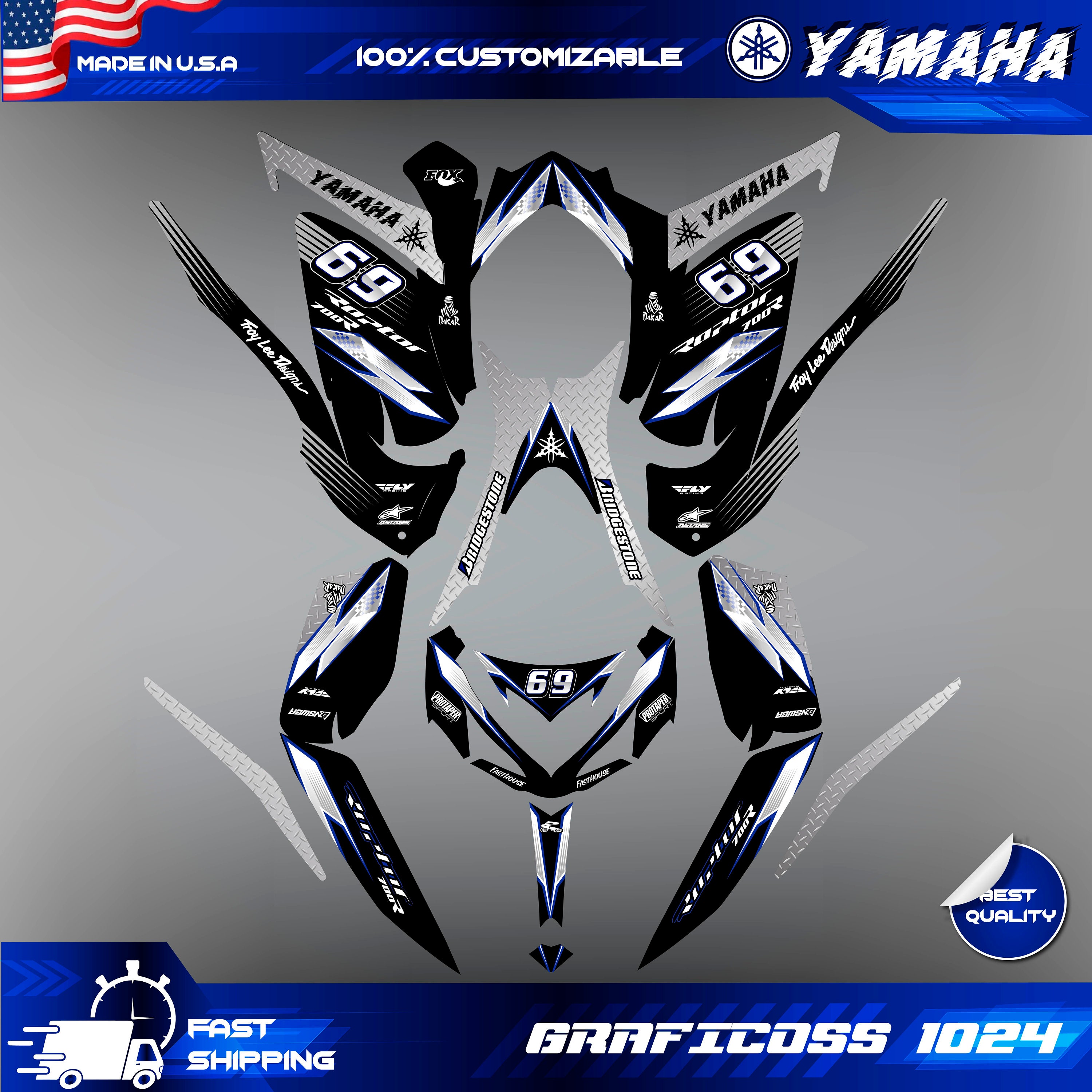 Yamaha Raptor 700R Decal Kit – 16pc Red/White Graphics For 2006-2012, UV Resistant Vinyl