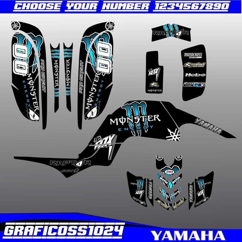 Yamaha Raptor 660 660RATV Full Graphics Kit | Yamaha ATV Decals ...