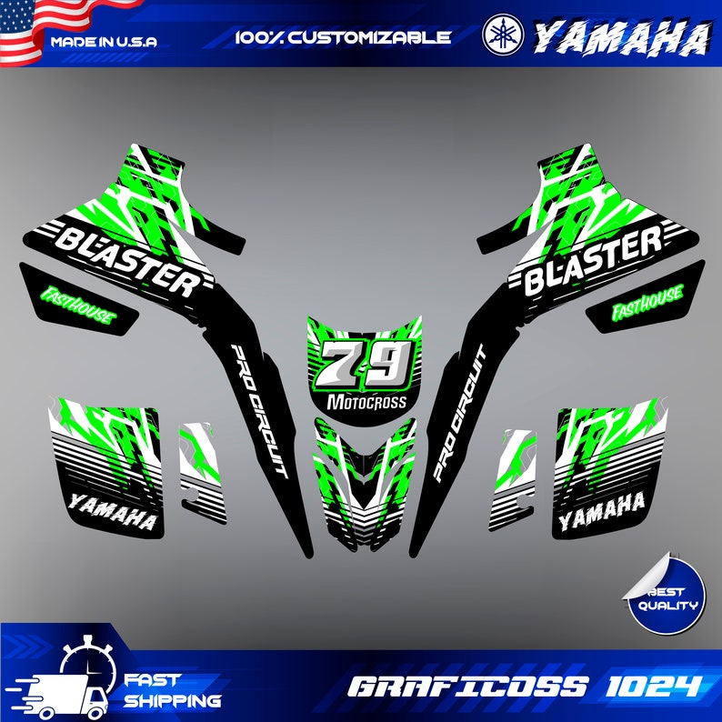 Blaster Graphics Kit Yamaha Blaster YFS 200 ATV Quad Graphics Full Kit | ATV Quad Vinyl ...