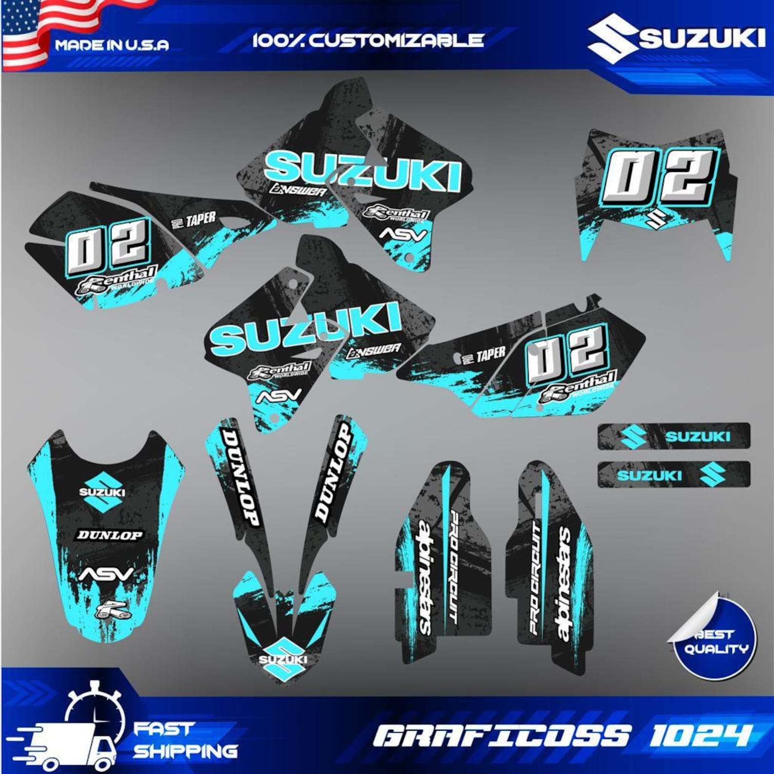 Suzuki DRZ400SM/DRZ400S Graphics Kit – Custom Decals For 2000-2022 Supermoto & Dual Sport
