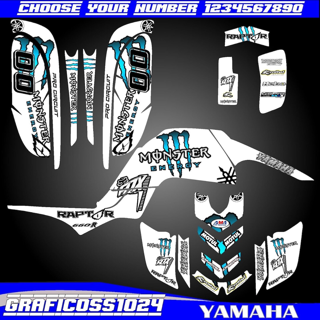 Yamaha Raptor 660 Kit Graphics Decals Stickers Atv Wrap Quad All Year ...