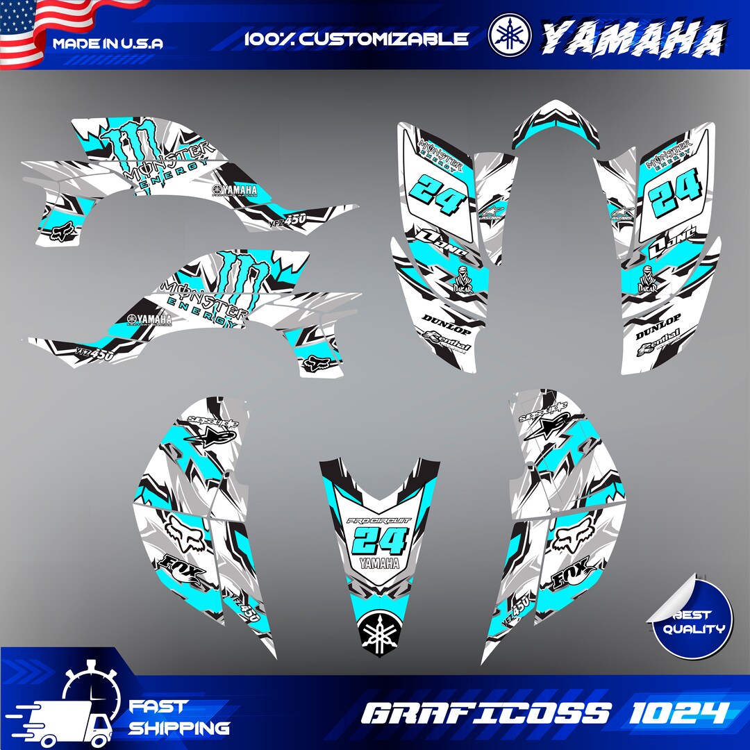 Kit De Décalcomanies Yamaha YFZ 450 2003-2008 - Autocollants VTT Jaune - Marque Acerbis