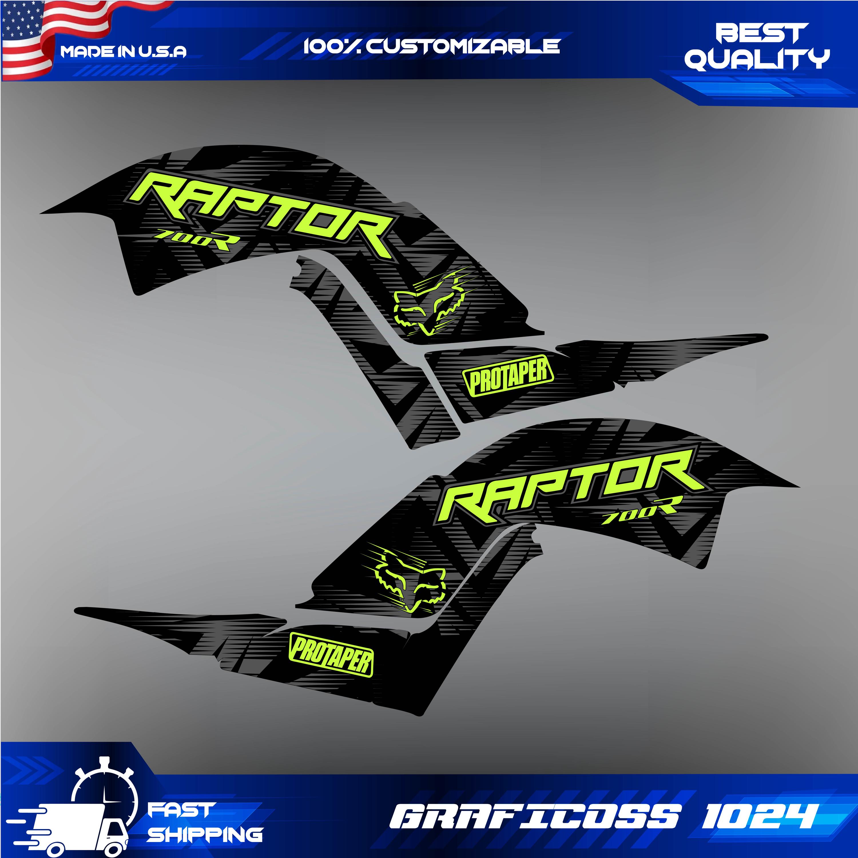 Kit Graphisme Yamaha Raptor 700 2013-2025 - Décalcomanies Vinyle Bleu Métallisé