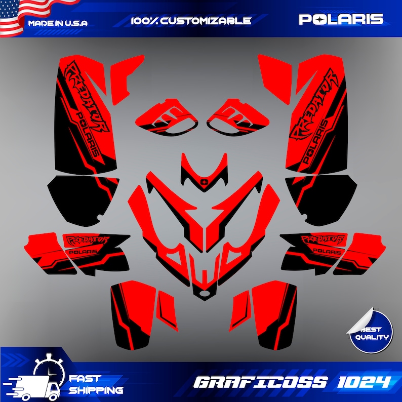 Polaris Predator 500 Graphics Full Decals Stickers Kit Atv - Etsy