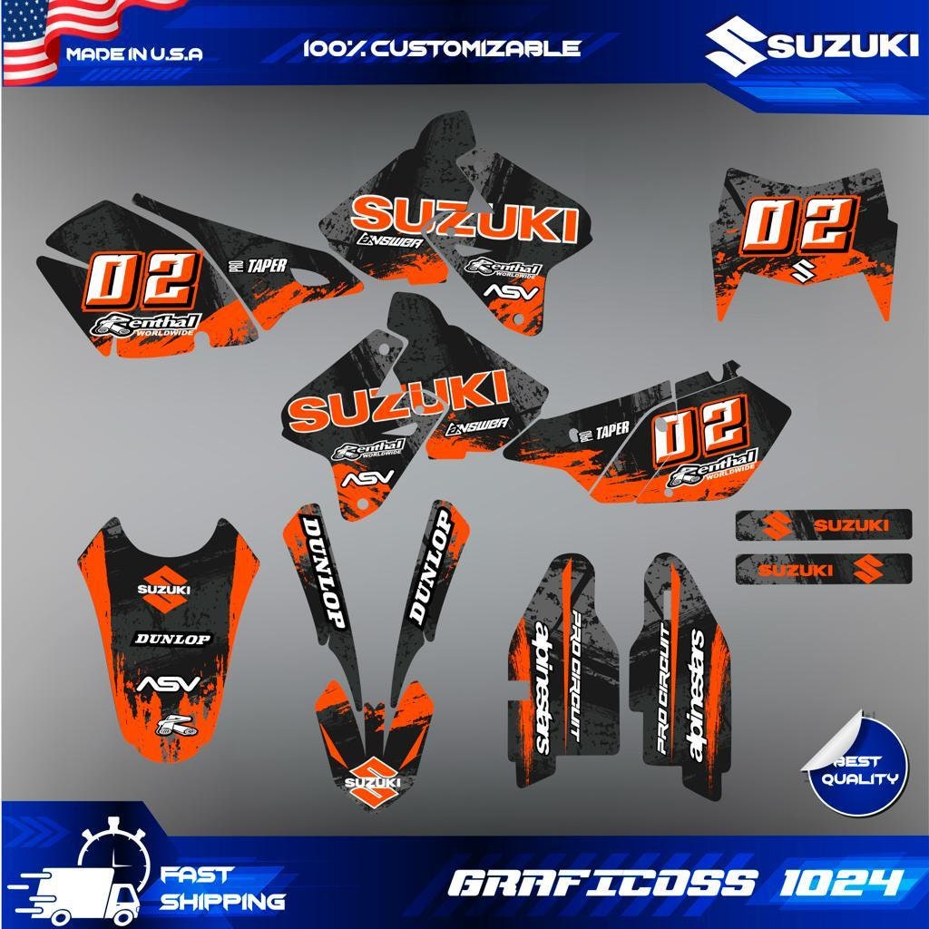 Kit Graphique Adhésif Pour Suzuki DRZ400SM/DRZ400 - Multicolore, Vinyle 21 MIL, Personnalisable, USA