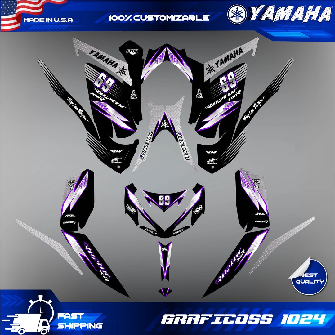 Yamaha Raptor 700 700R Graphics Kit 2013 2014 2017 to 2026 Decals ...