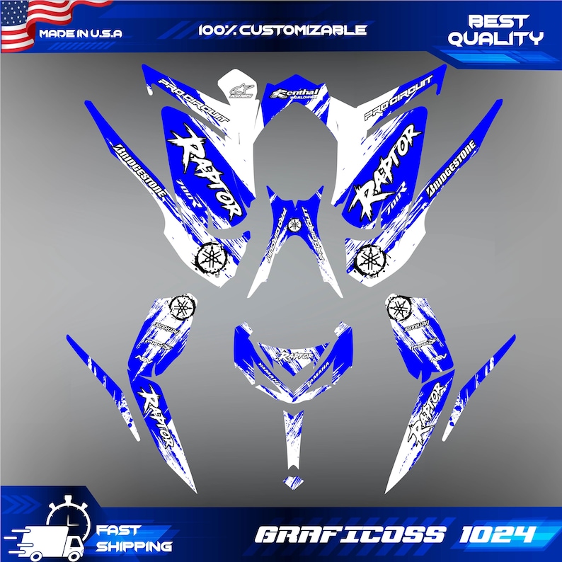 Yamaha Raptor Graphics Yamaha Raptor 700 700R Graphics Kit 2013 2014 2017 to 2026 Decals ...
