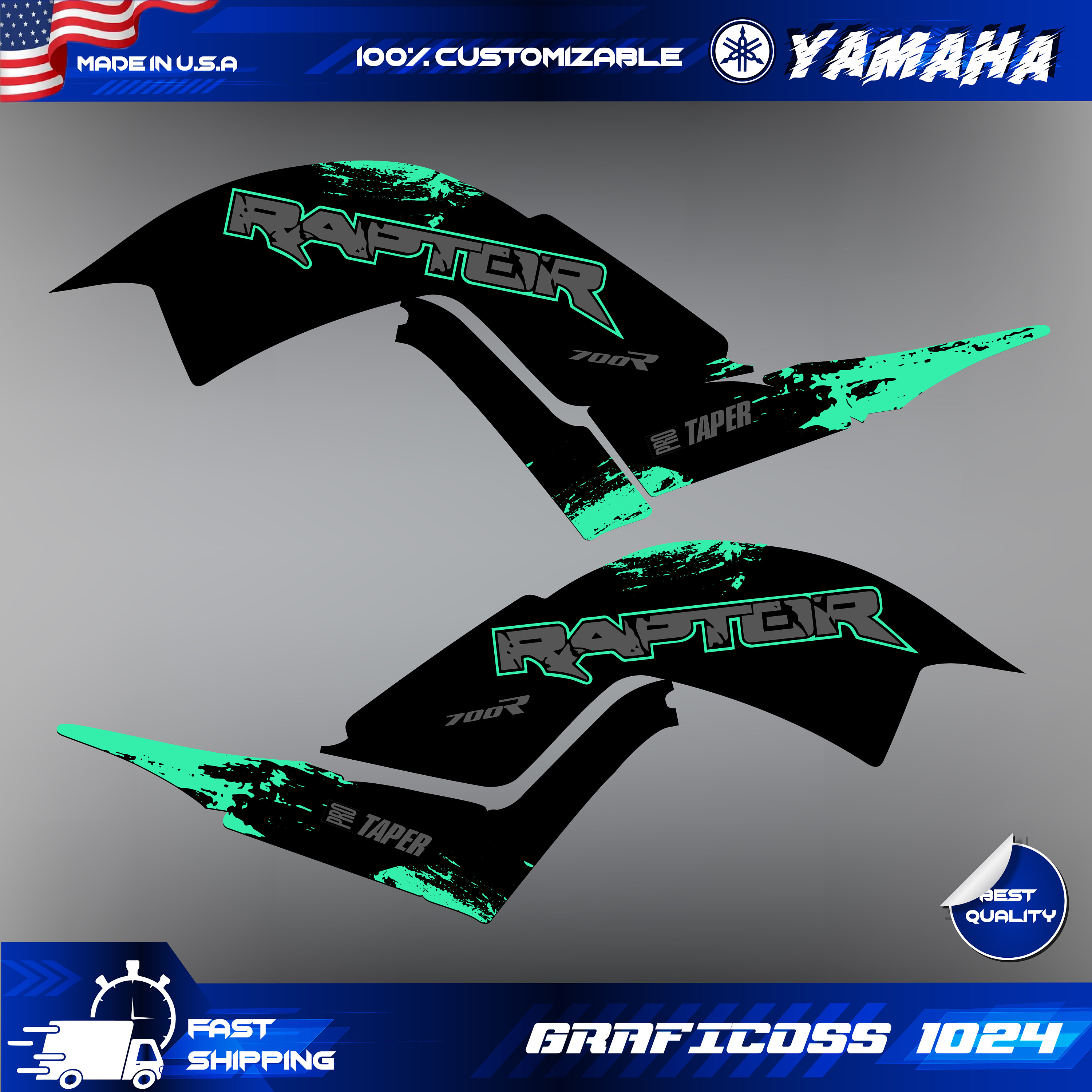 Yamaha Raptor Rim Sticker Yamaha Raptor 700 700R Graphics Kit 2013 2014 2017 to 2025 Decals ...