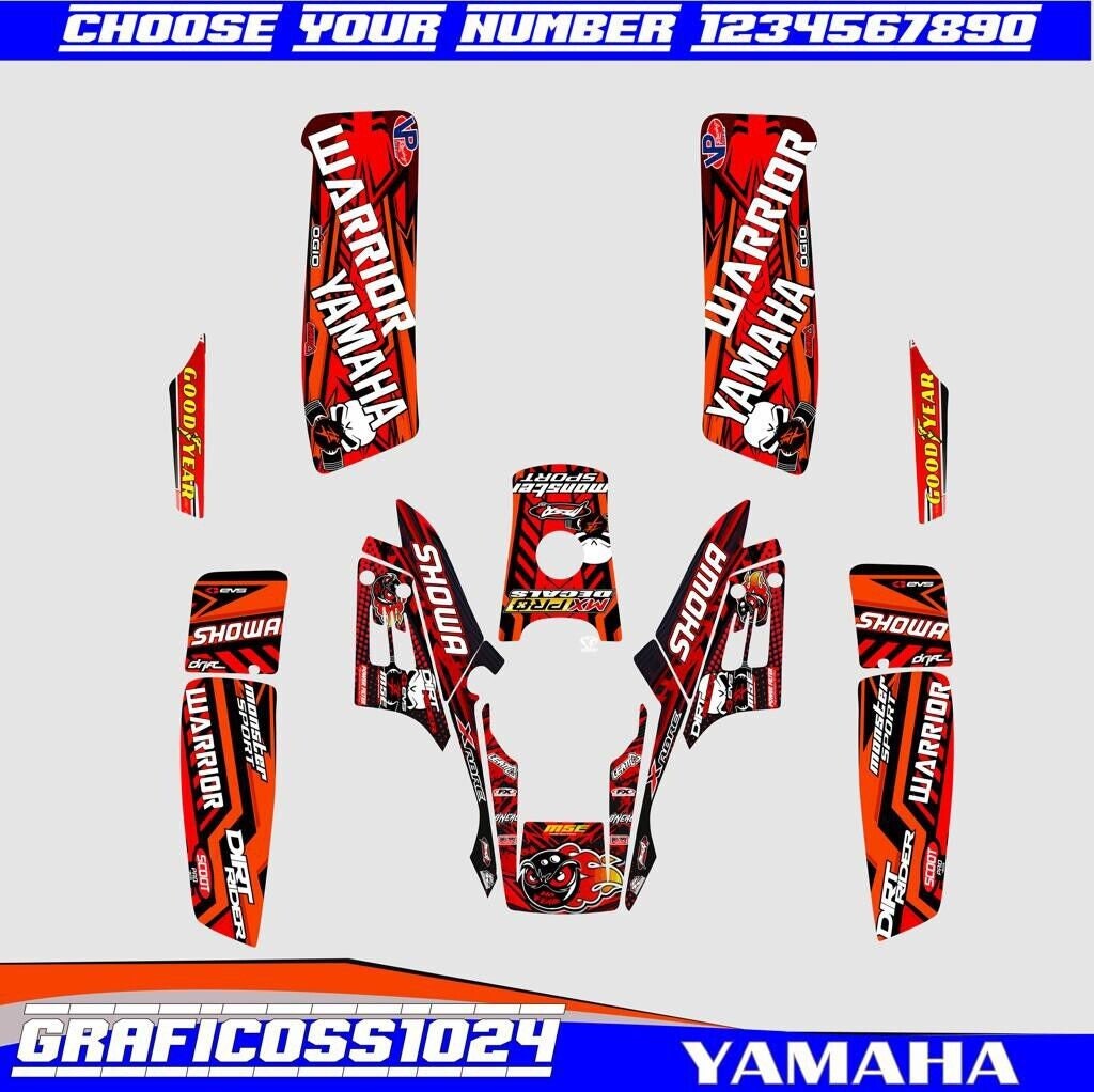 Yamaha warrior 350 Full Graphics Kit | Yamaha warrior 350 Decals Stickers Kit | Sport atv Full Graphics | Motocross Vinyl Decals | Stickers