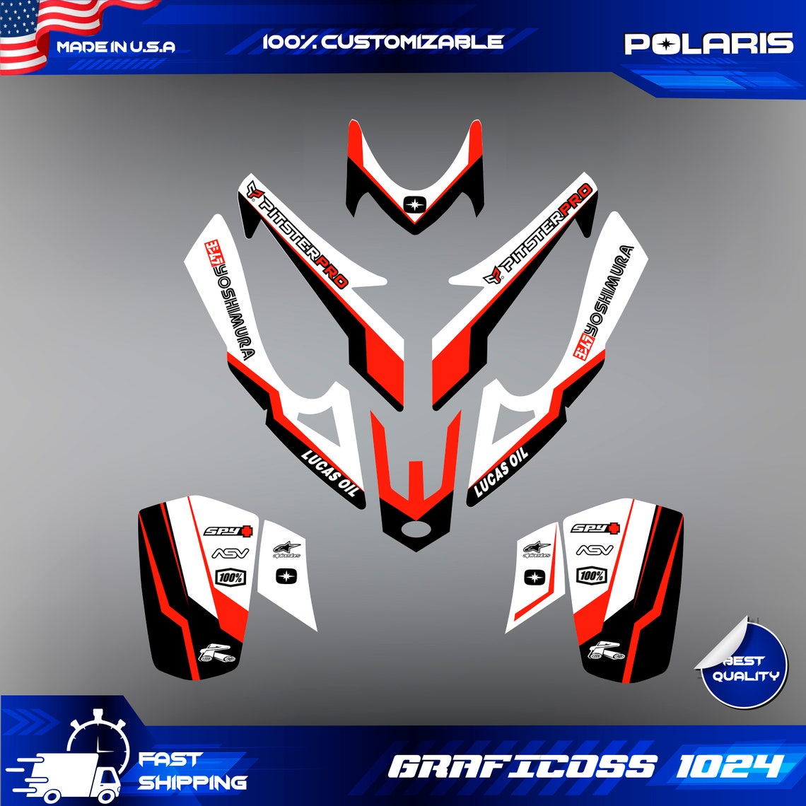 Polaris Predator 500 Graphics Full Decals Stickers Kit Atv - Etsy